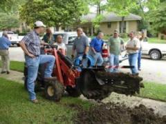 our Poway irrigation repair team is using the trencher on a new installation